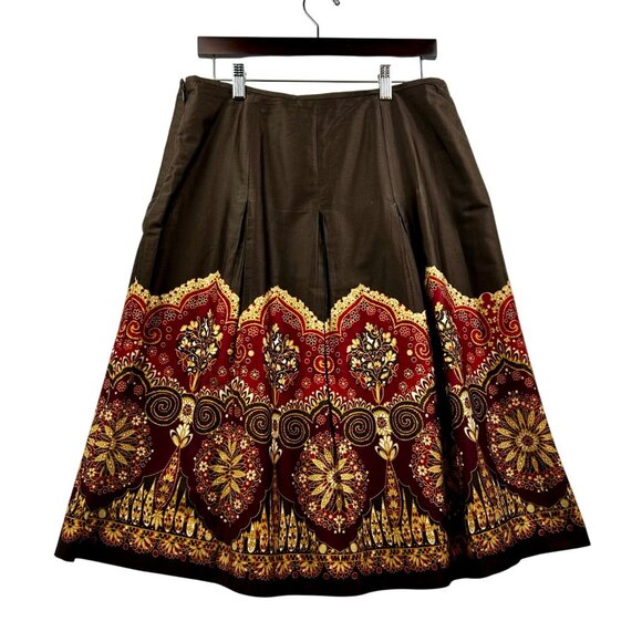 Ann Taylor Boho Tapestry Print Y2K Revival Pleated Midi Skirt Size 12 - Picture 7 of 10